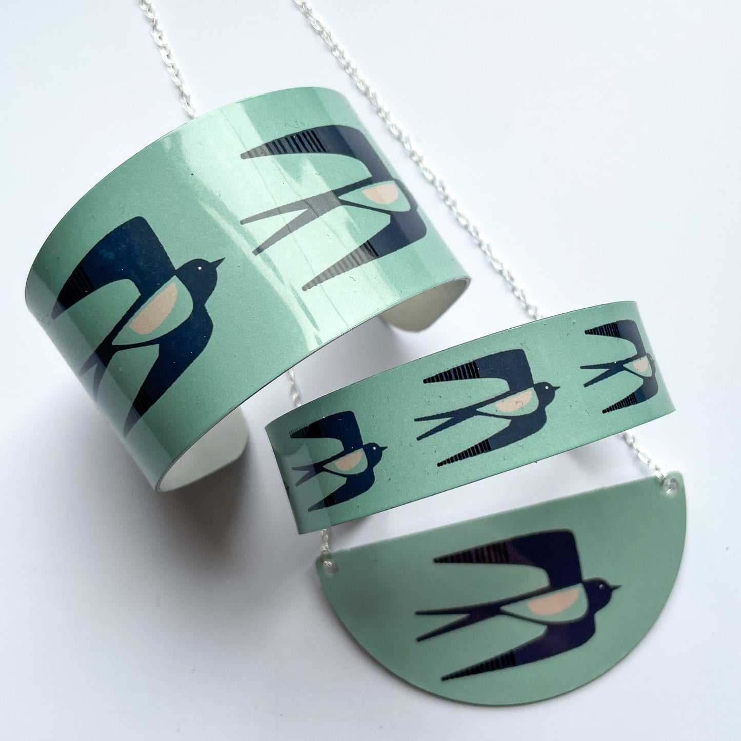 Swallows Wide Cuff - Light Teal (New)