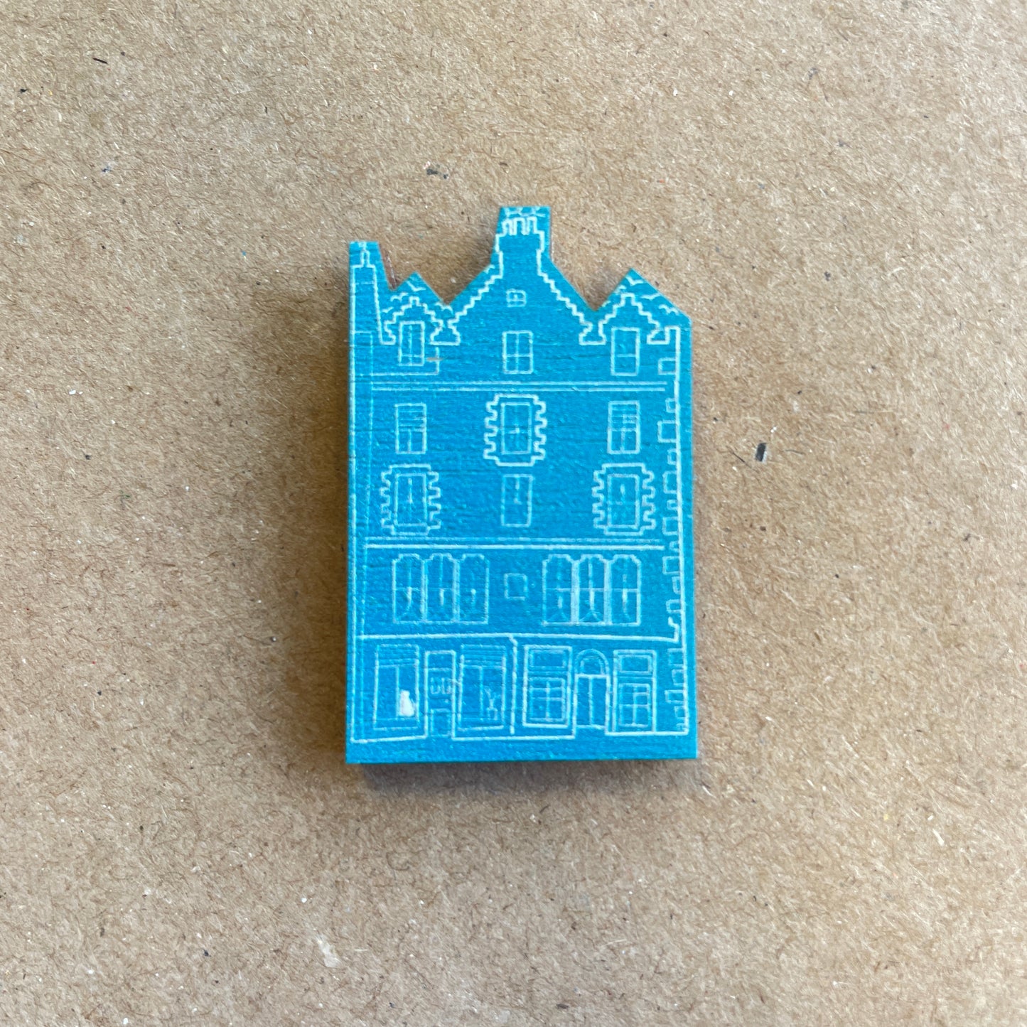 Edinburgh Tenement Wooden Pin Badge