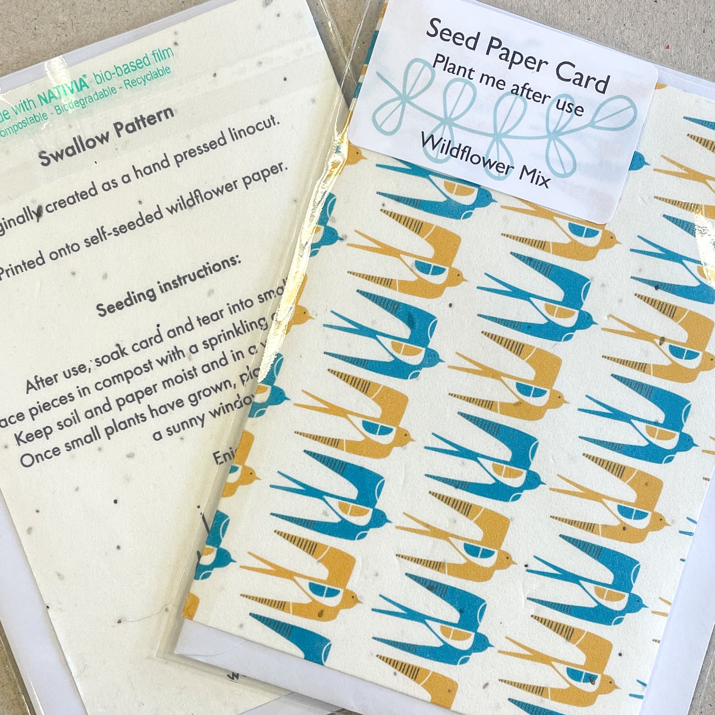 Seed Paper Notecard - Swallow Pattern