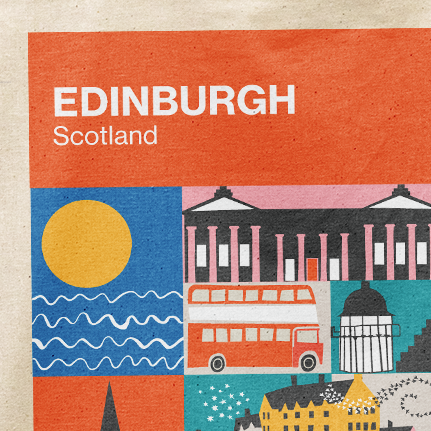 Edinburgh Landmarks Rainproof Tote Bag