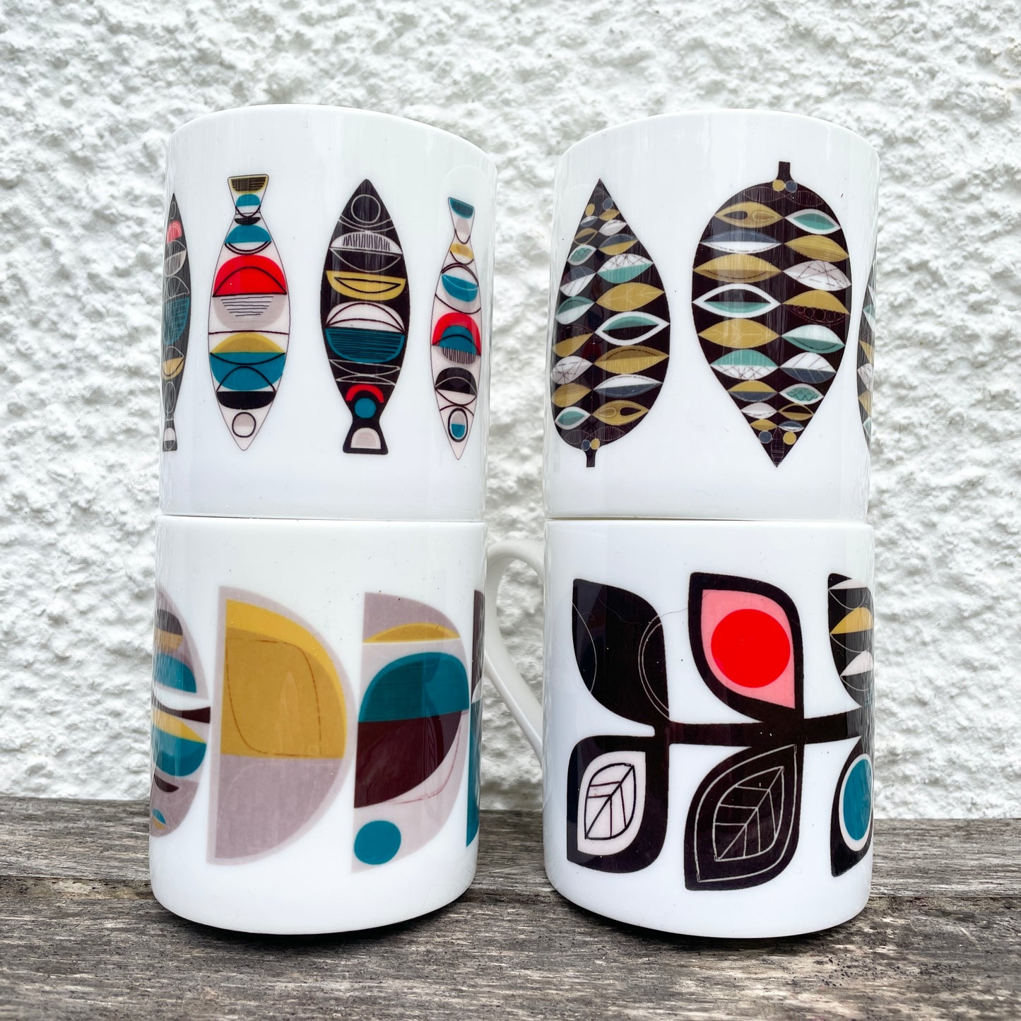 Midcentury Leaf Bone China Mug
