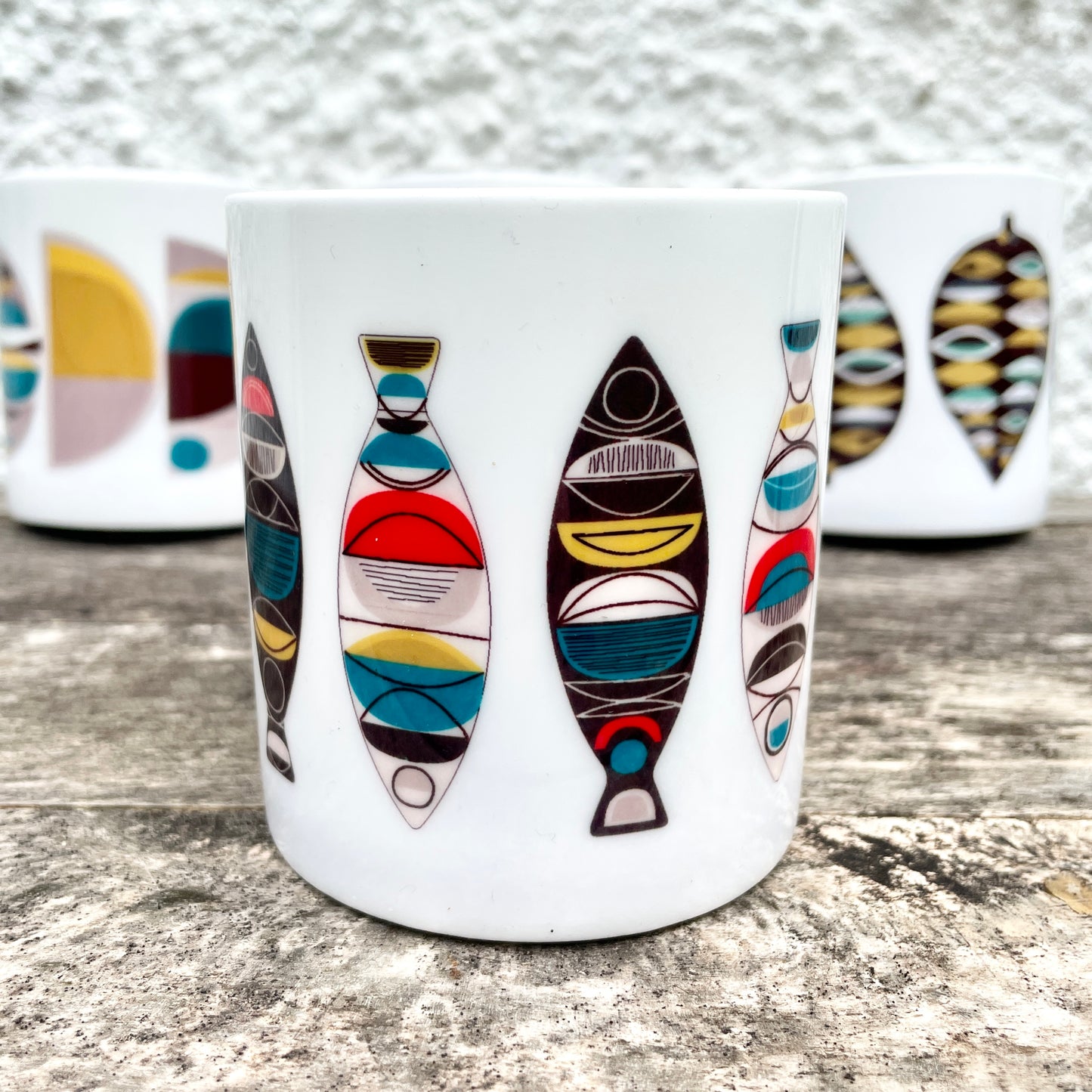 Midcentury Fish Bone China Mug