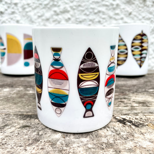 Midcentury Fish Bone China Mug
