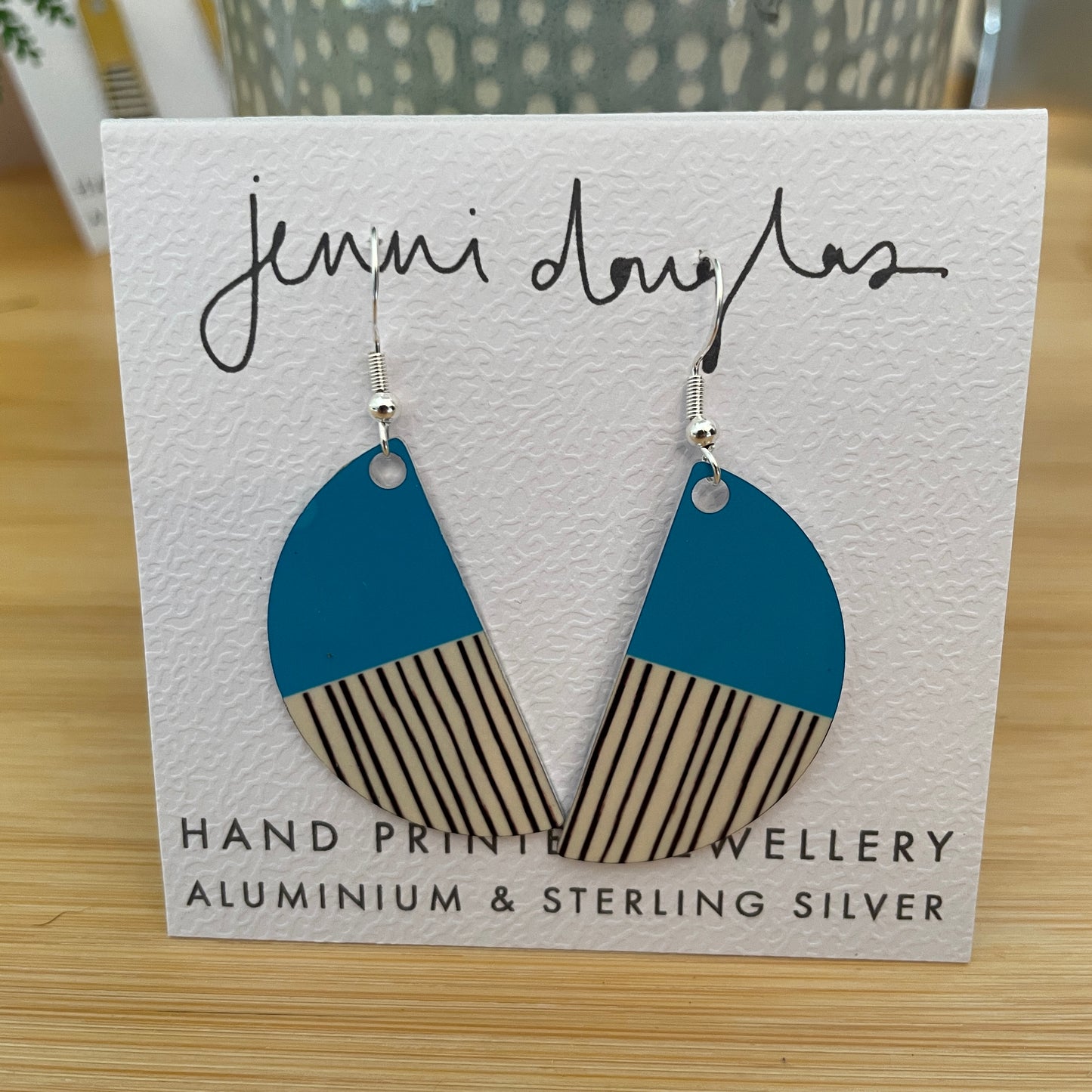 Peony Arc Earrings (Teal) - NEW