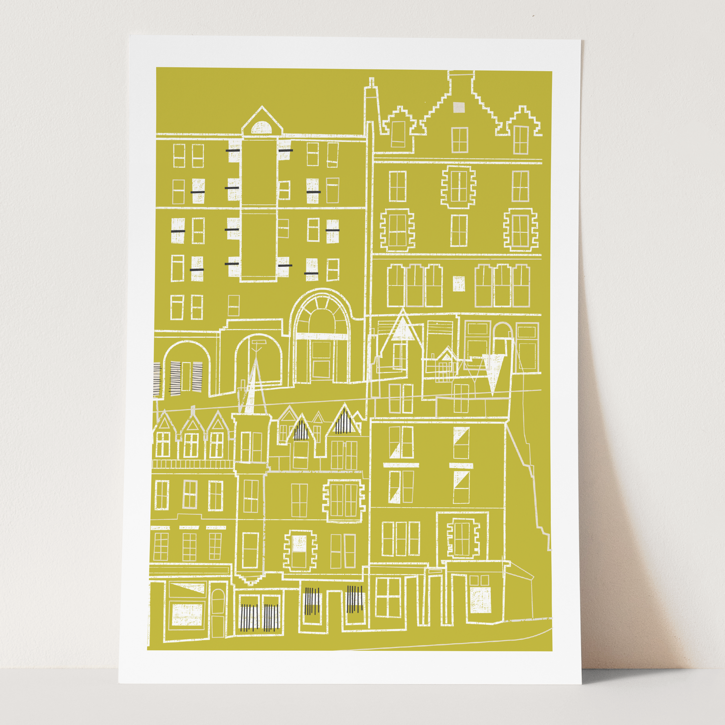 Edinburgh High Street Art Print (Mustard Yellow)