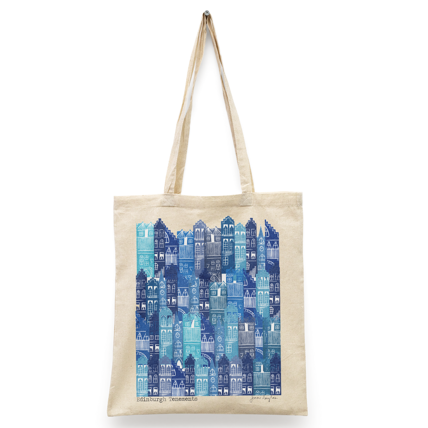 Blue Edinburgh Tenements Rainproof Tote