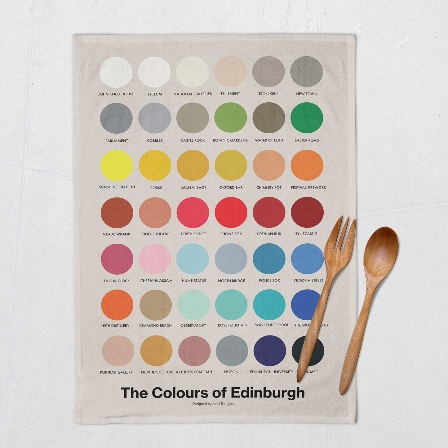 Colours of Edinburgh Tea Towel