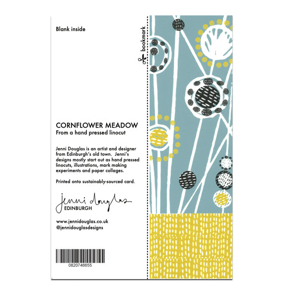 Cornflower Meadow Card with Bookmark Back