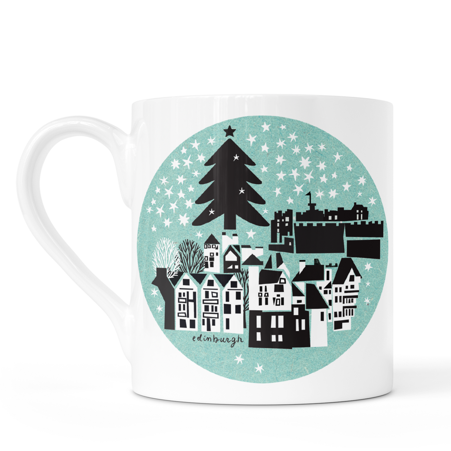 Edinburgh Christmas Bone China Mug (Mint Green)