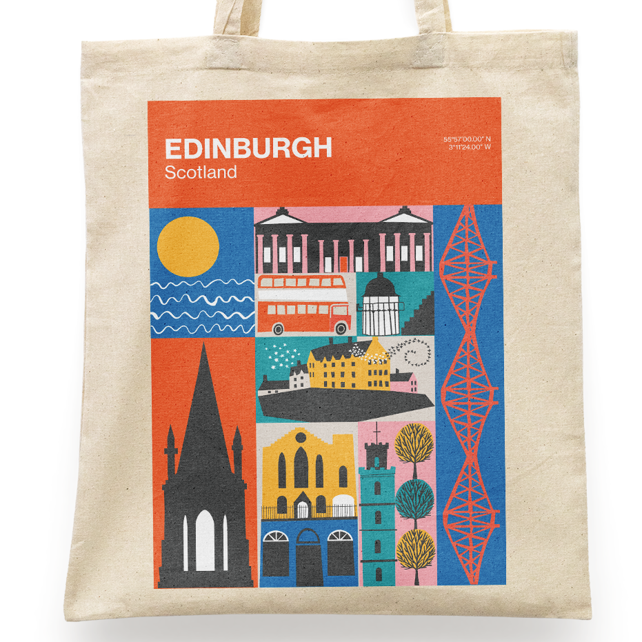 Edinburgh Landmarks Rainproof Tote Bag