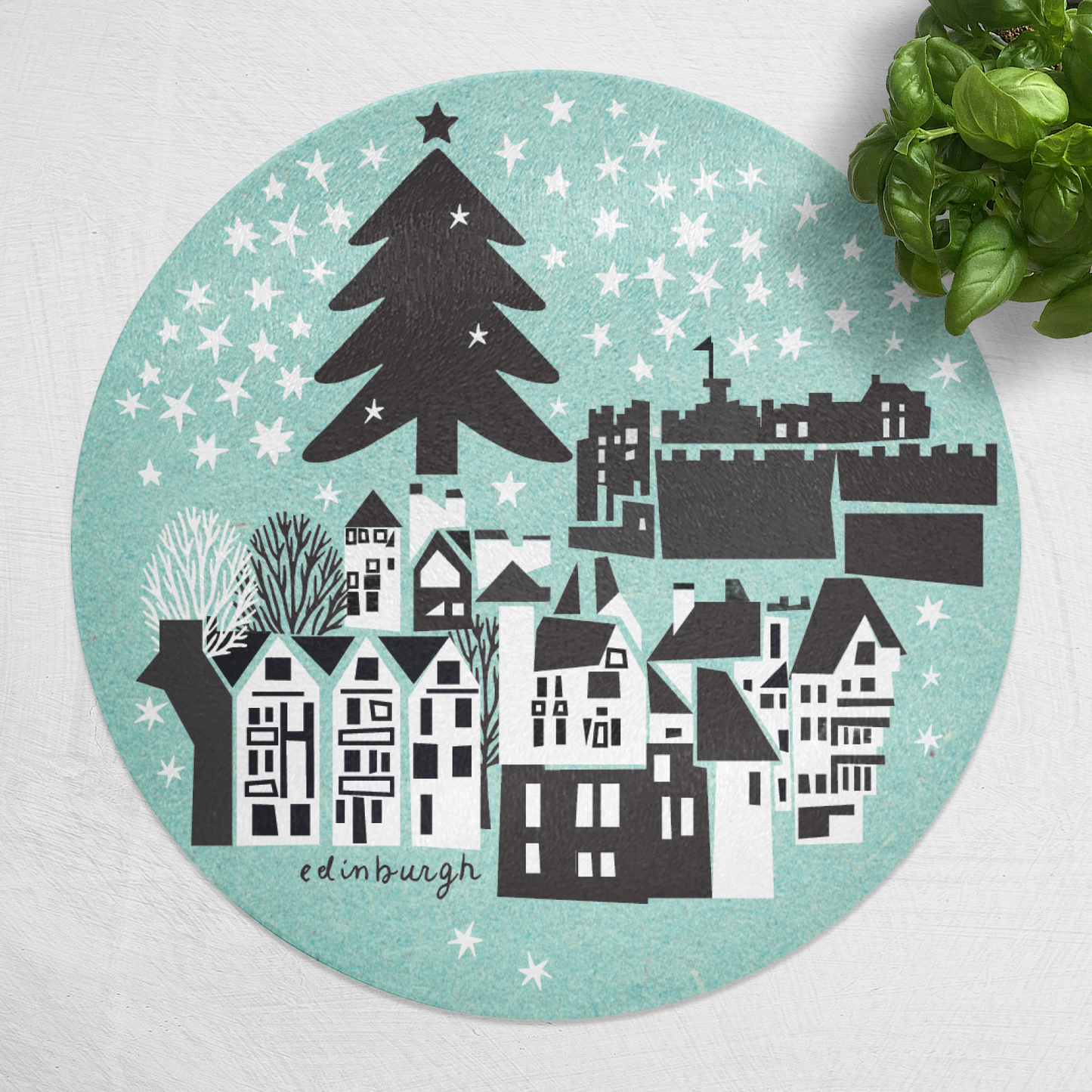 Edinburgh Christmas Glass Pot Stand (Mint Green)