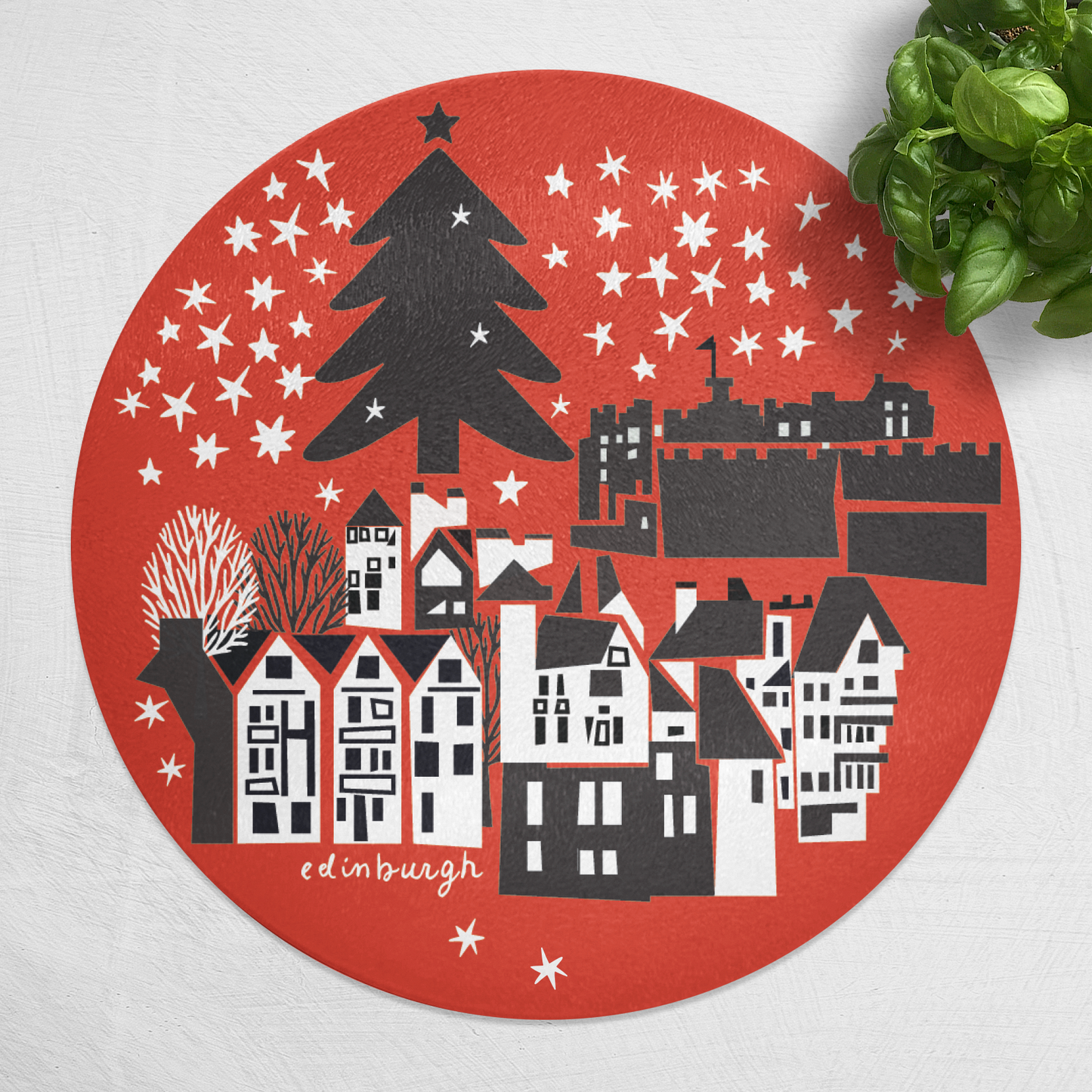 Edinburgh Christmas Glass Pot Stand (Red)