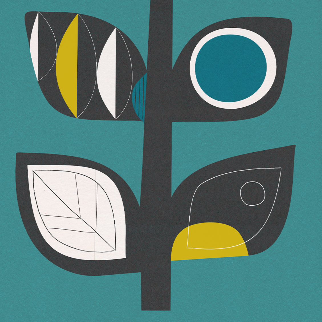 Midcentury Floral Art Print