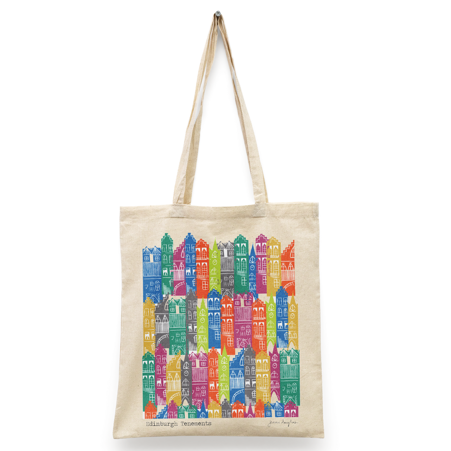 Rainbow Edinburgh Tenements Rainproof Tote