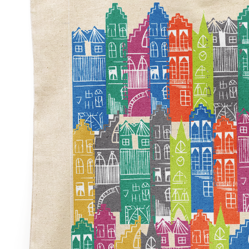 Rainbow Edinburgh Tenements Rainproof Tote
