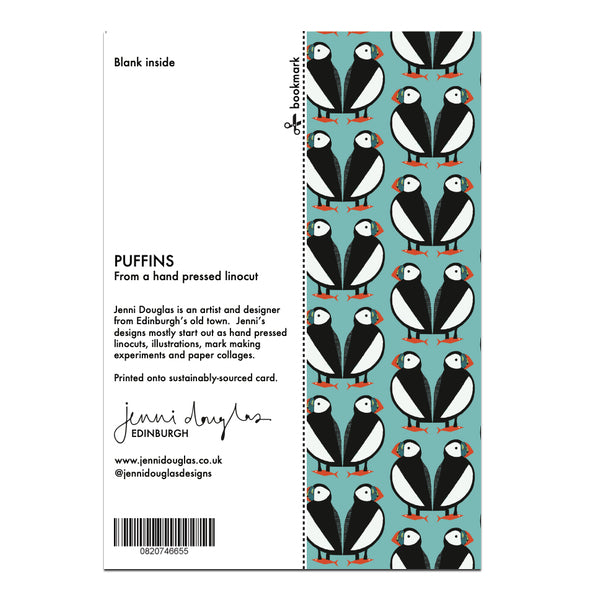 Puffins Card with Bookmark Back