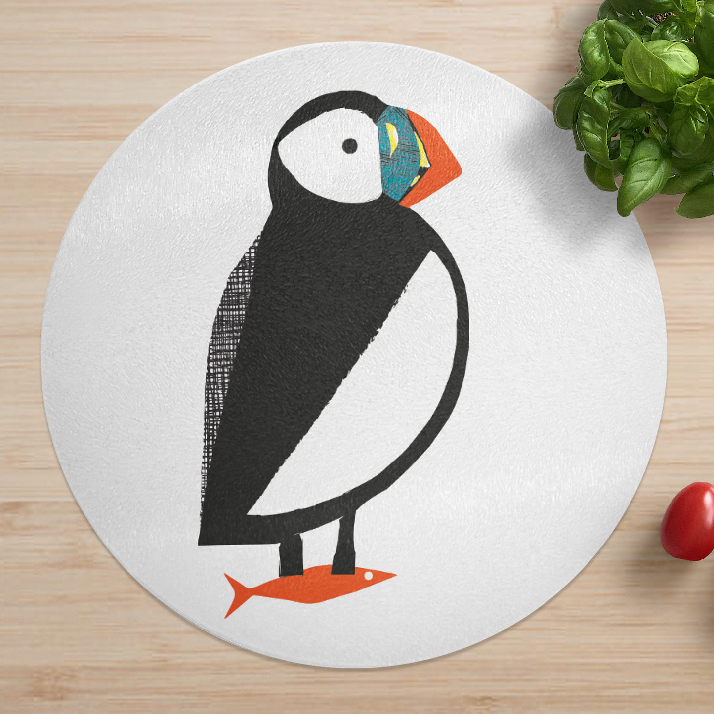 Puffin & Fish Glass Pot Stand