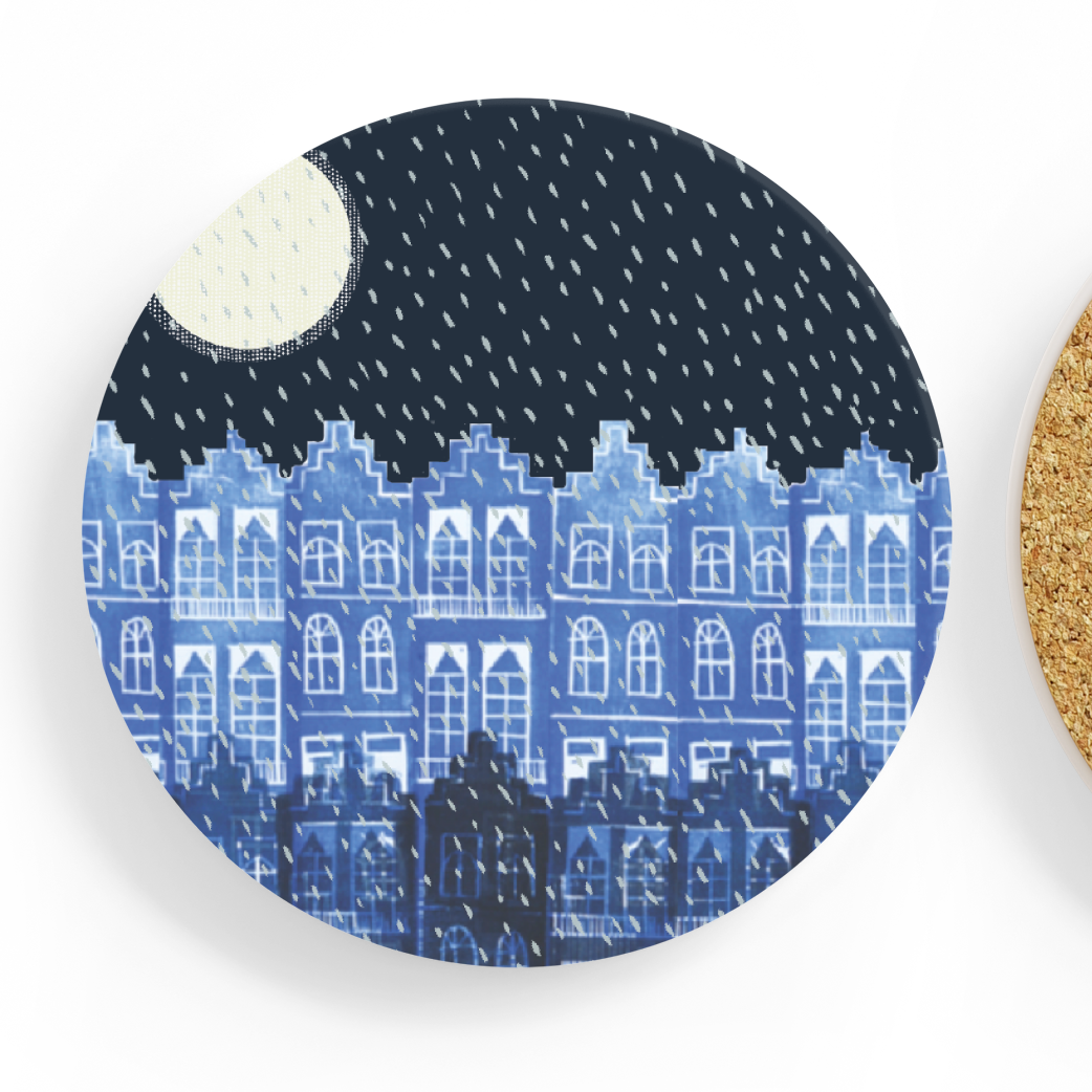 Snowy Edinburgh Ceramic Coaster