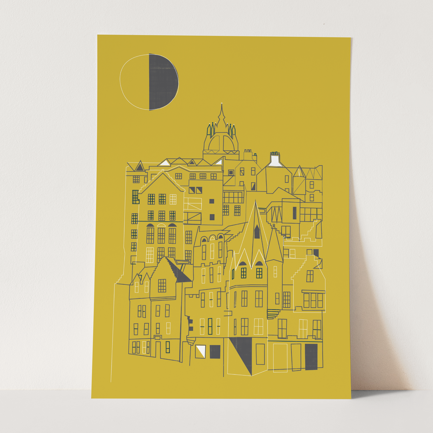 Edinburgh Old Town Print (Yellow & Grey)
