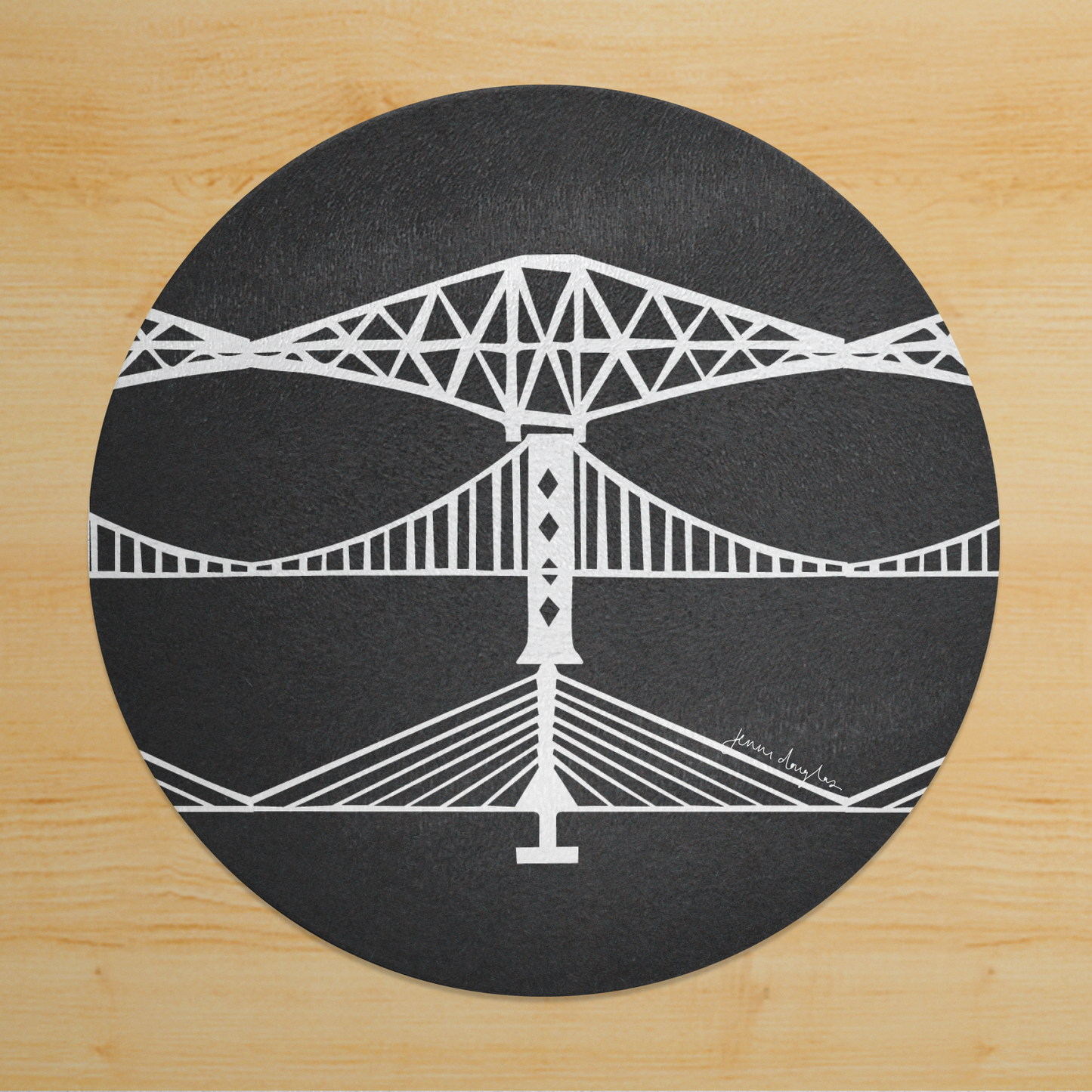 Forth Bridges Glass Pot Stand / Trivet (Choose colours)