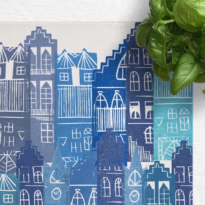 Blue Edinburgh Cityscape Large Worktop Saver