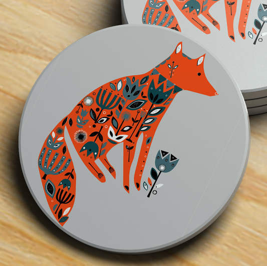Fox Garden Ceramic Coaster