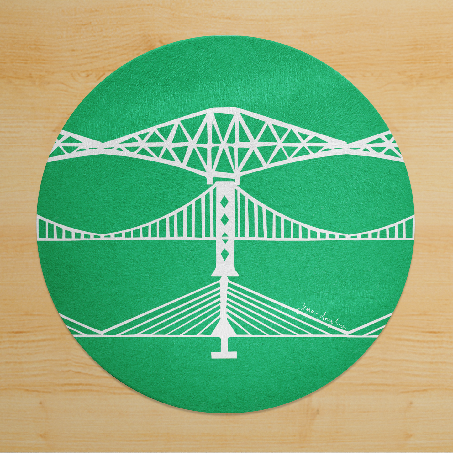 Forth Bridges Glass Pot Stand / Trivet (Choose colours)