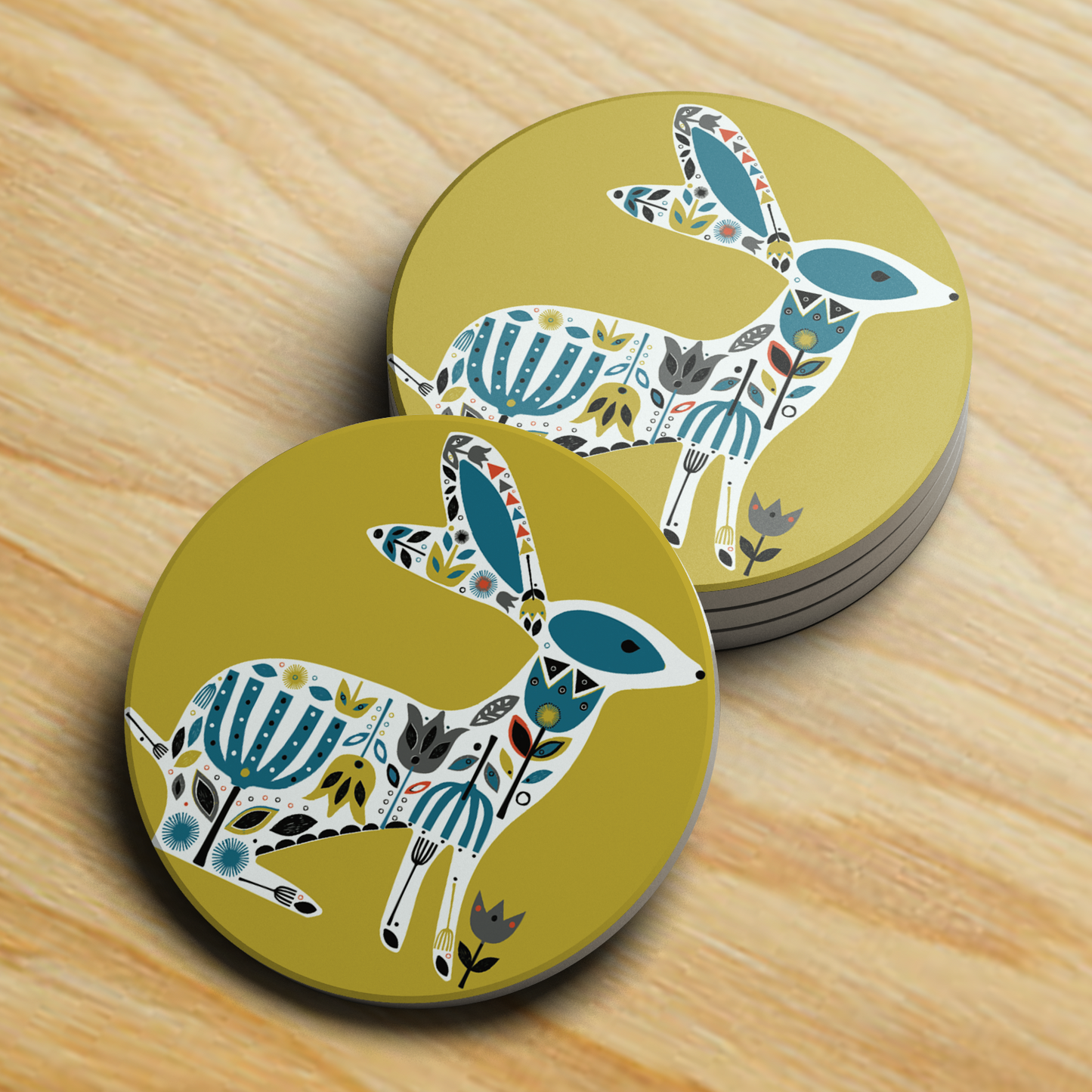 Golden Hare Ceramic Coaster