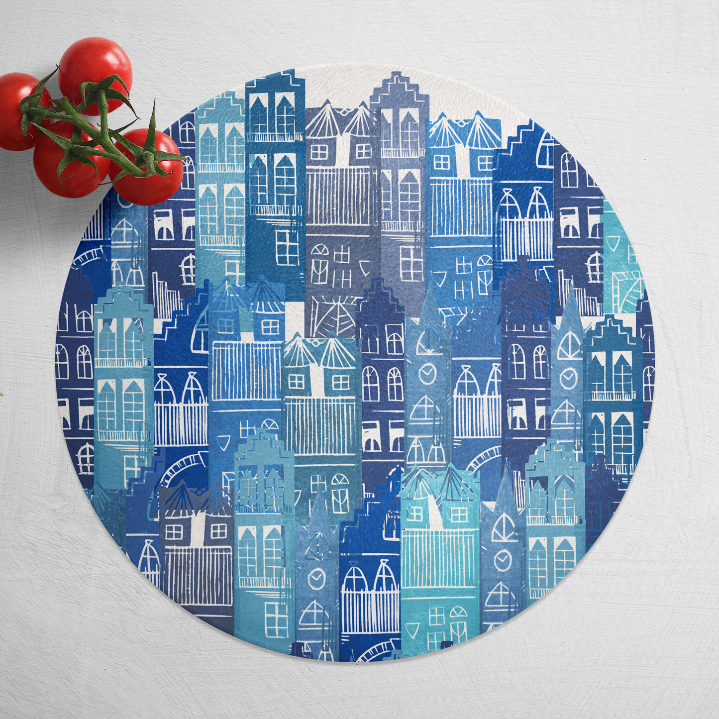 Blue Edinburgh Cityscape Glass Pot Stand
