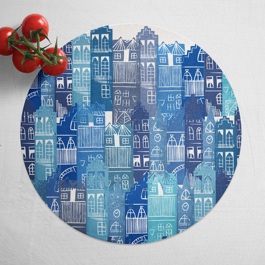 Blue Edinburgh Cityscape Glass Pot Stand