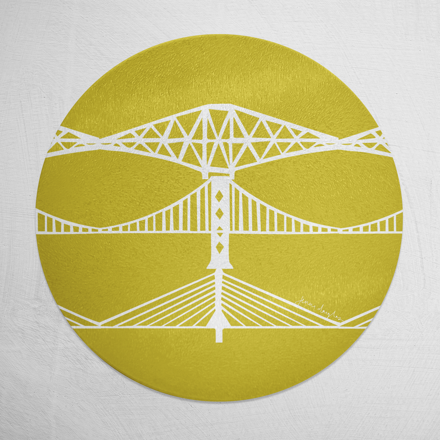 Forth Bridges Glass Pot Stand / Trivet (Choose colours)