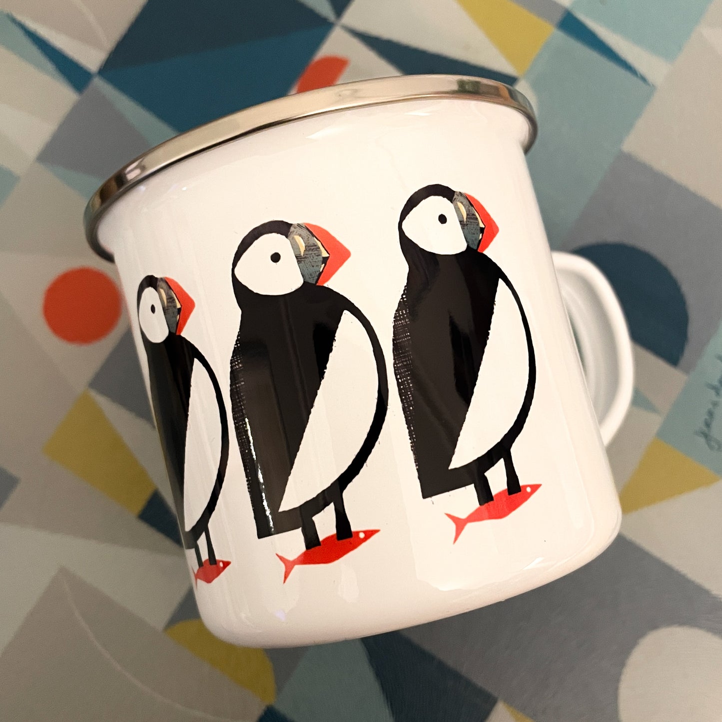 Puffins Enamel Mug