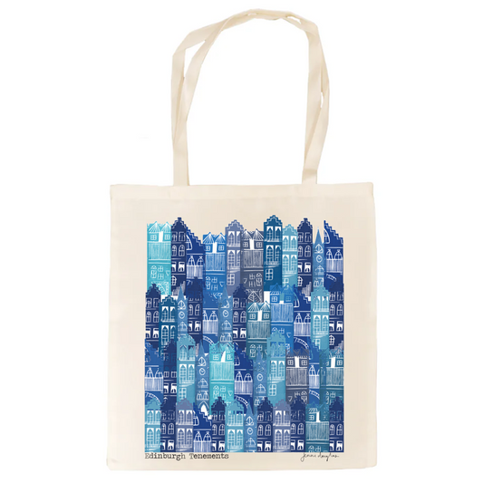 Blue Edinburgh Tenements Rainproof Tote