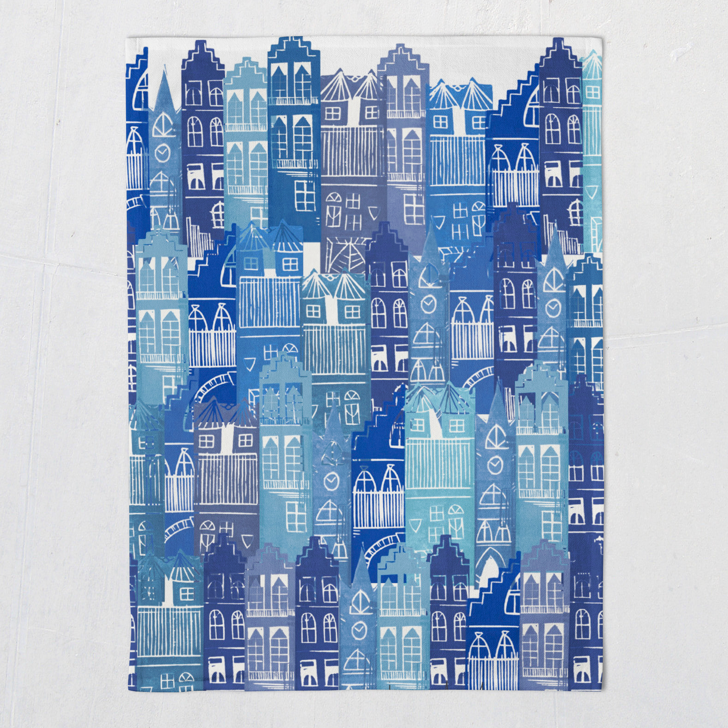 Edinburgh Cityscape Tea Towel (Blues)