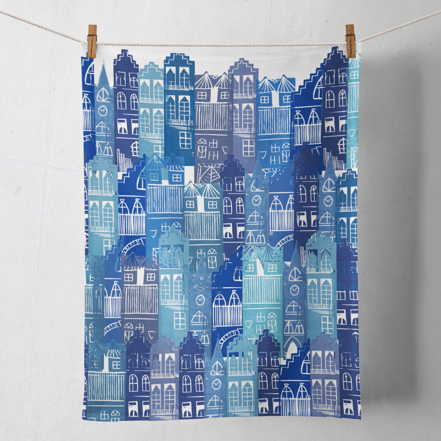 Edinburgh Cityscape Tea Towel (Blues)
