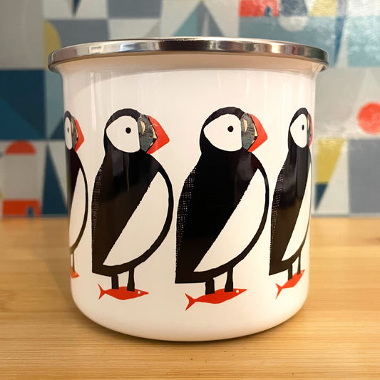 Puffins Enamel Mug