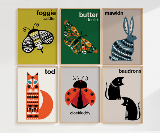 Gallery Set of 6 Scots Language Prints (Two Sizes Available)