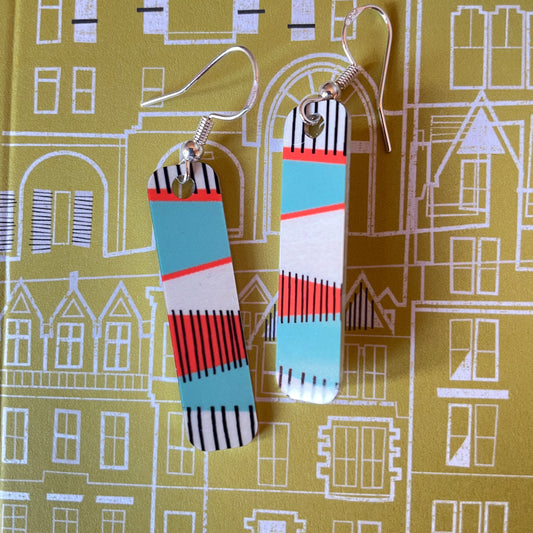 Strata Earrings (Red & Pale Blue) - NEW