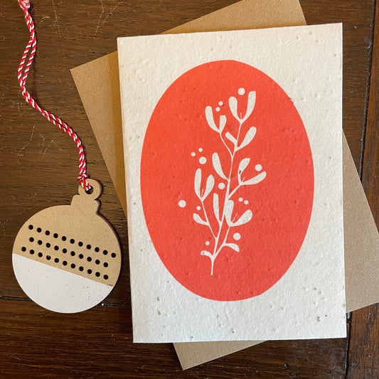 Mistletoe Seed Paper Christmas Card