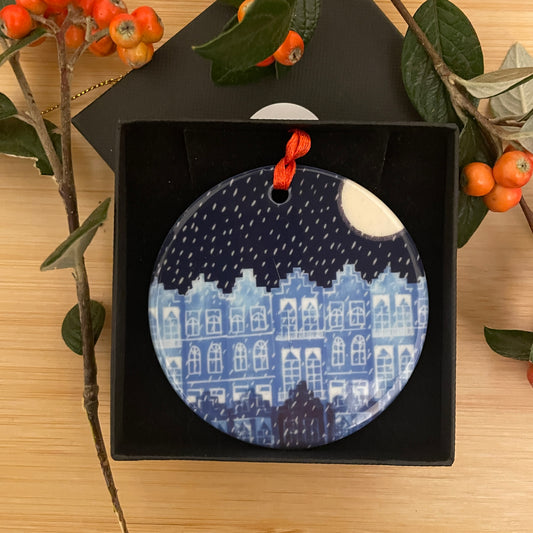 Snowy Edinburgh Christmas Ornament