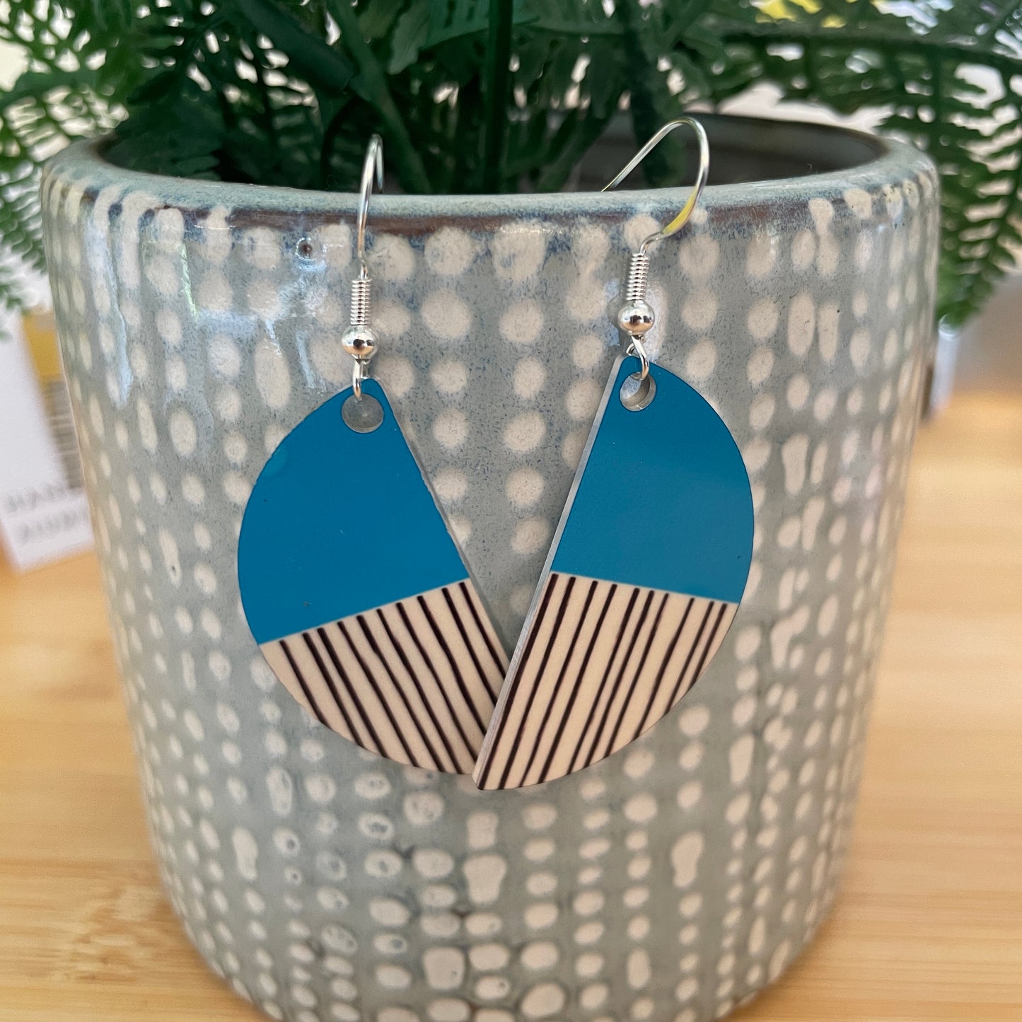 Peony Arc Earrings (Teal) - NEW