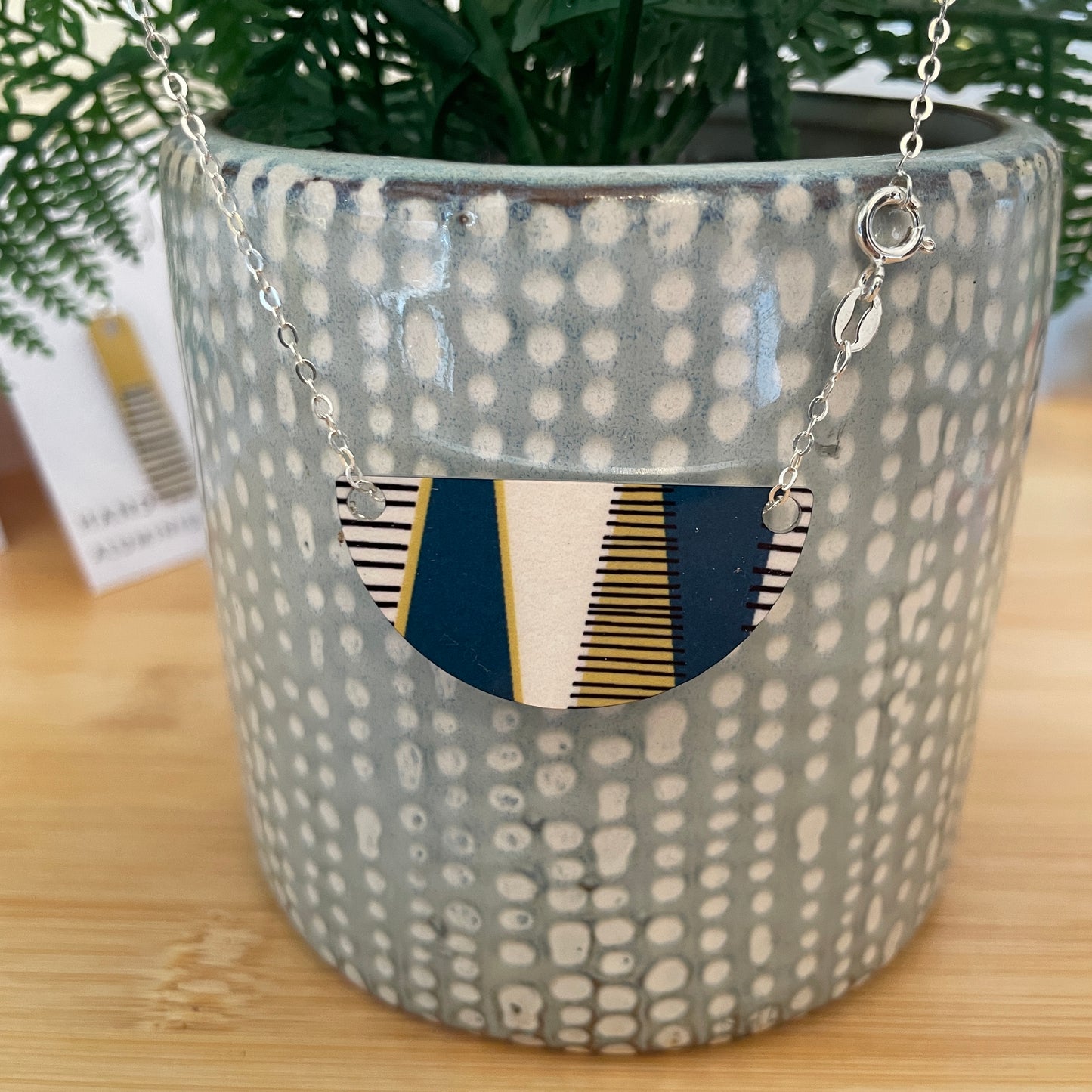 Small Strata Arc Necklace (Navy & Ochre) - NEW