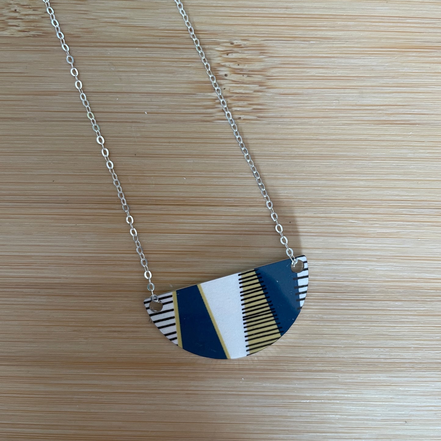 Small Strata Arc Necklace (Navy & Ochre) - NEW