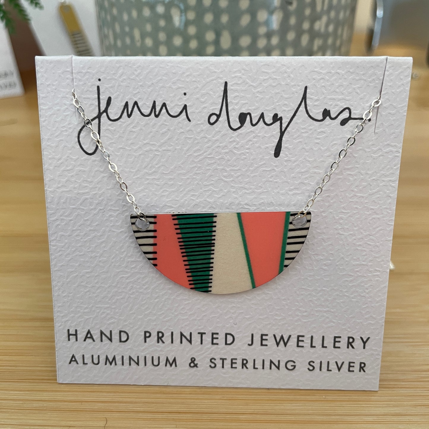 Small Strata Arc Necklace (Pink & Green) - NEW