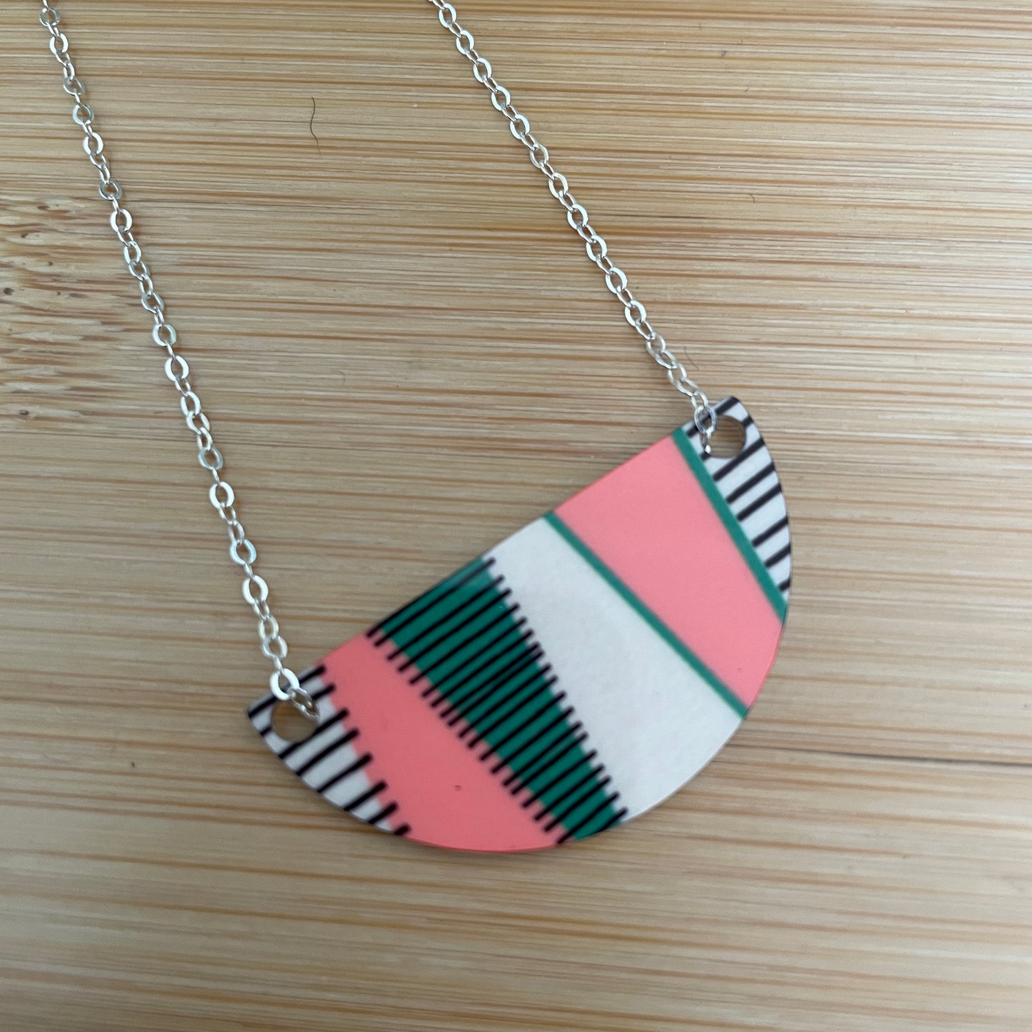 Small Strata Arc Necklace (Pink & Green) - NEW