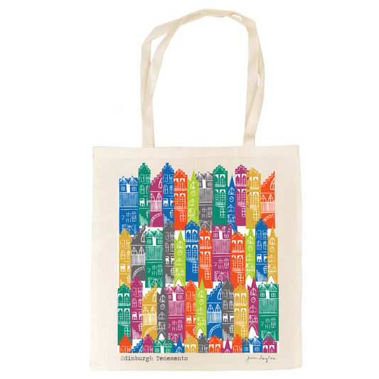 Rainbow Edinburgh Tenements Rainproof Tote