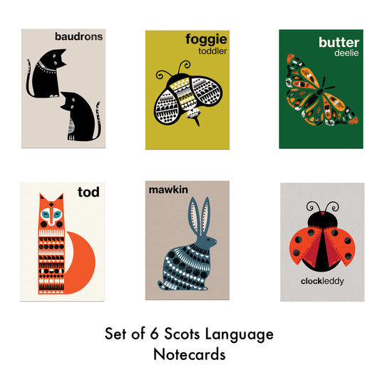 Set of 6 Scots Language Art Cards