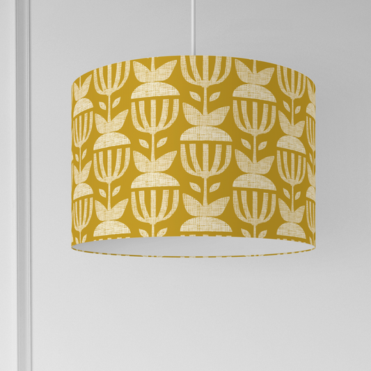Mustard Scandi Floral Lampshade (Ceiling/Pendant or Table)