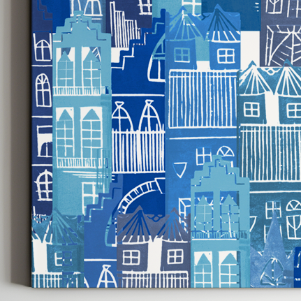 Edinburgh Cityscape (Blue) Limited Edition Canvas (80cm x 80cm)
