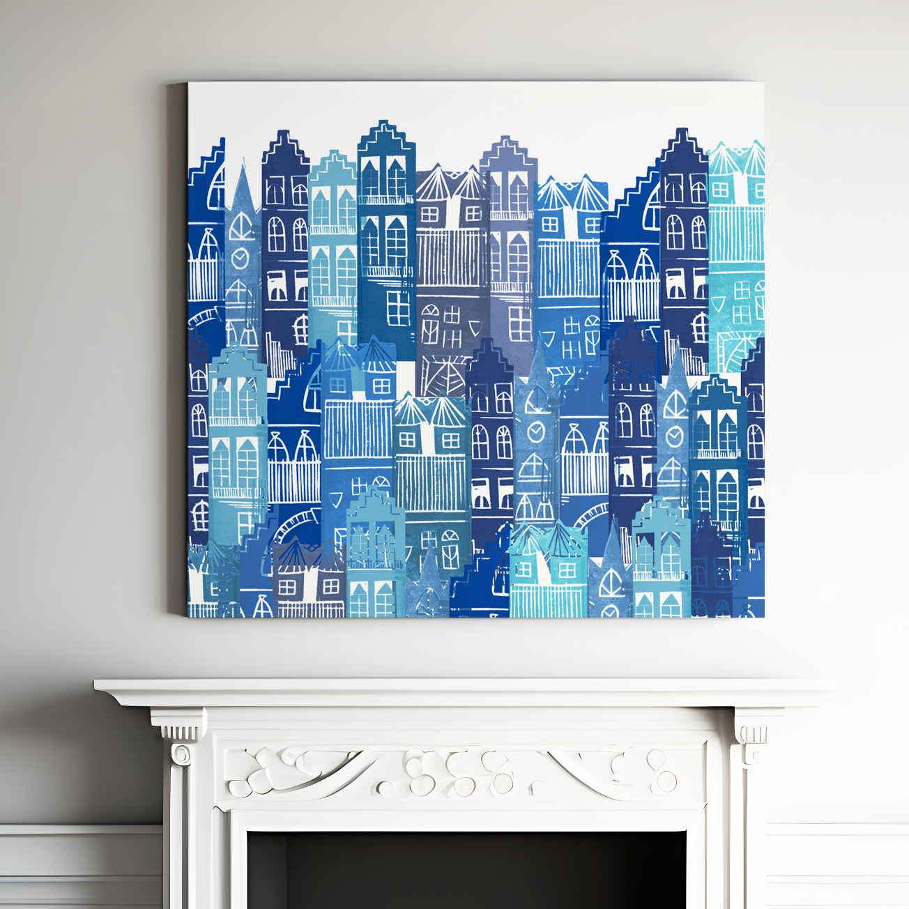 Edinburgh Cityscape (Blue) Limited Edition Canvas (80cm x 80cm)